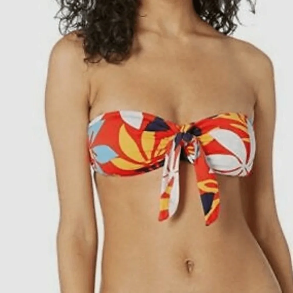 Hobie tropical bikini bloomy daze orange 2 piece knot front strappy floral small